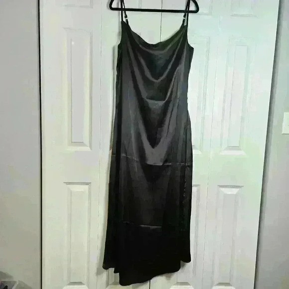 AX Paris Plain Black Slip Dress Slit Bottom Dress Adjustable Straps Size 14 NWT - Picture 1 of 9
